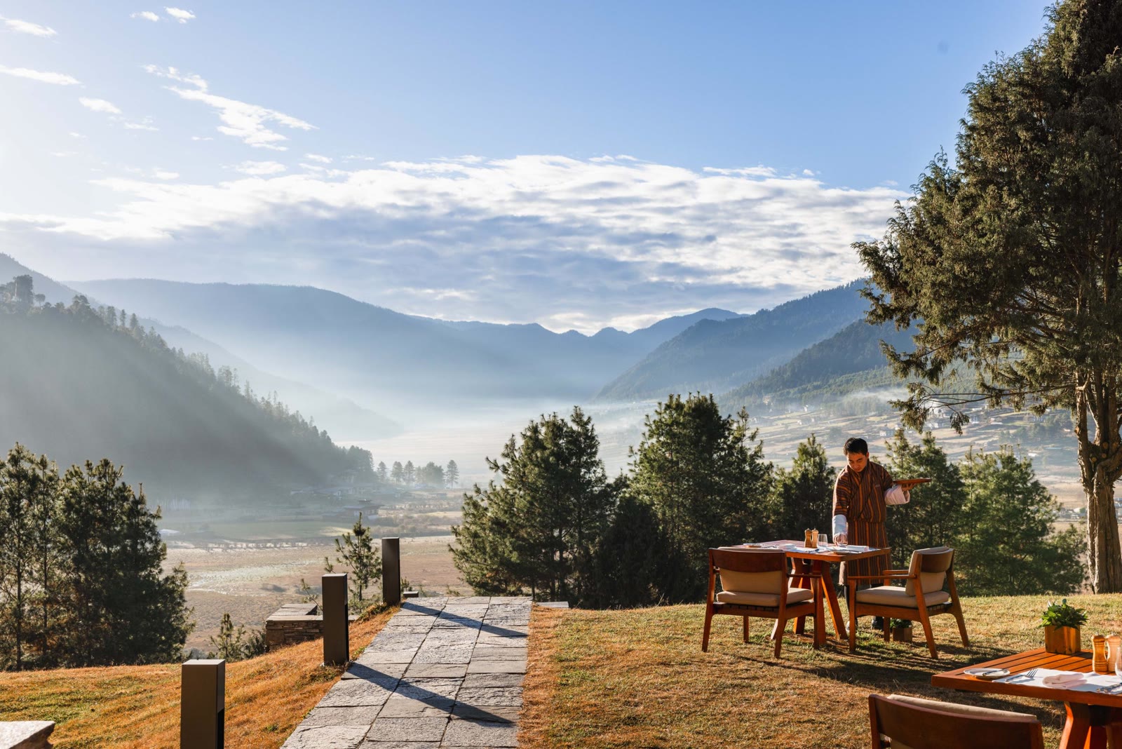 Outdoor dining at Amankora Gangtey, Bhutan
