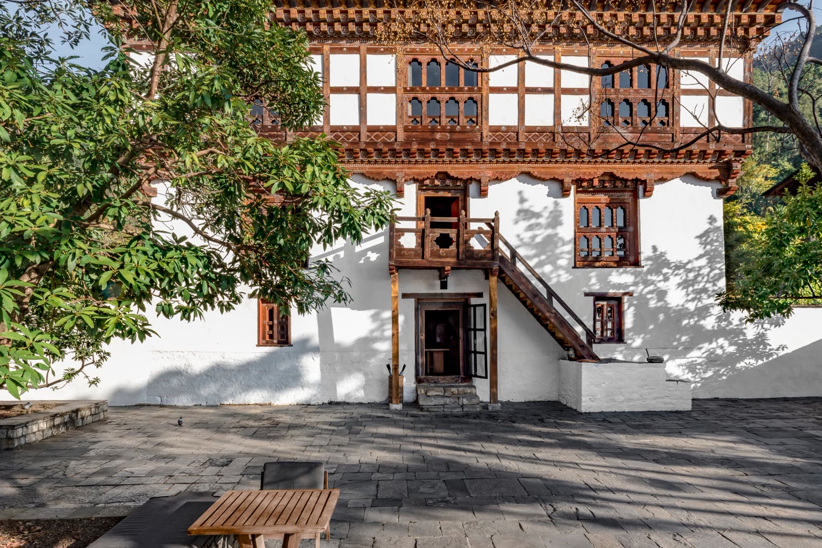 The farmhouse and courtyard at Amankora Punakha, Bhutan