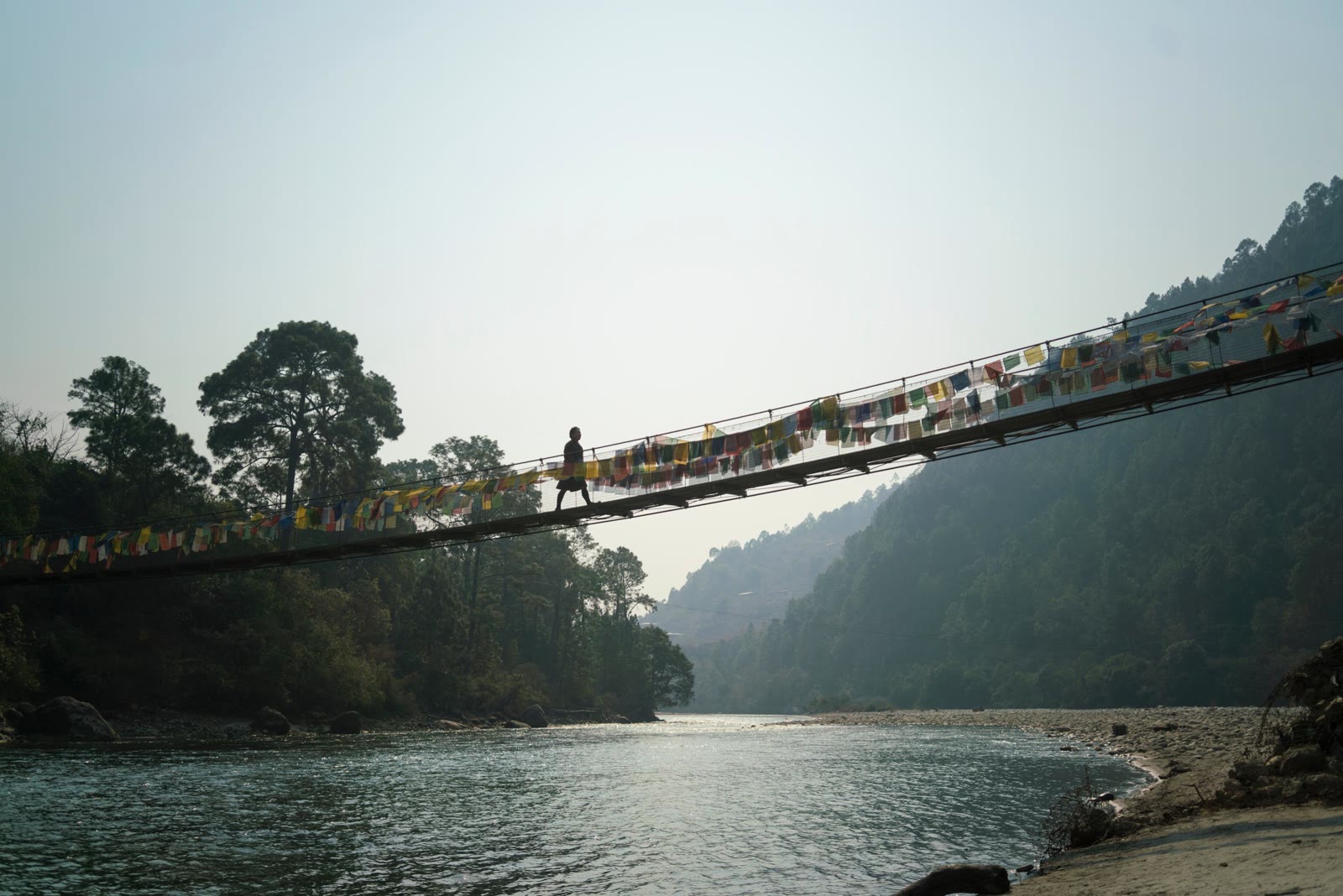 The suspension bridge over the Mo Chhu near Amankora Punakha, Bhutan
