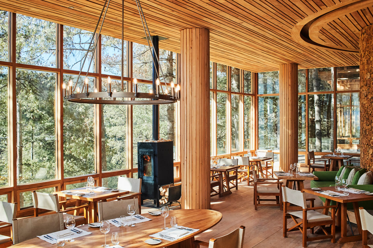 The interior of the Tongtshang restaurant at Six Senses Bumthang, Bhutan
