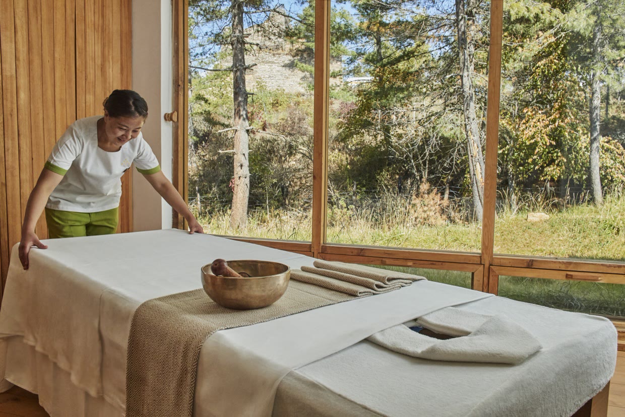 A treatment room at the spa, Six Senses Paro, Bhutan