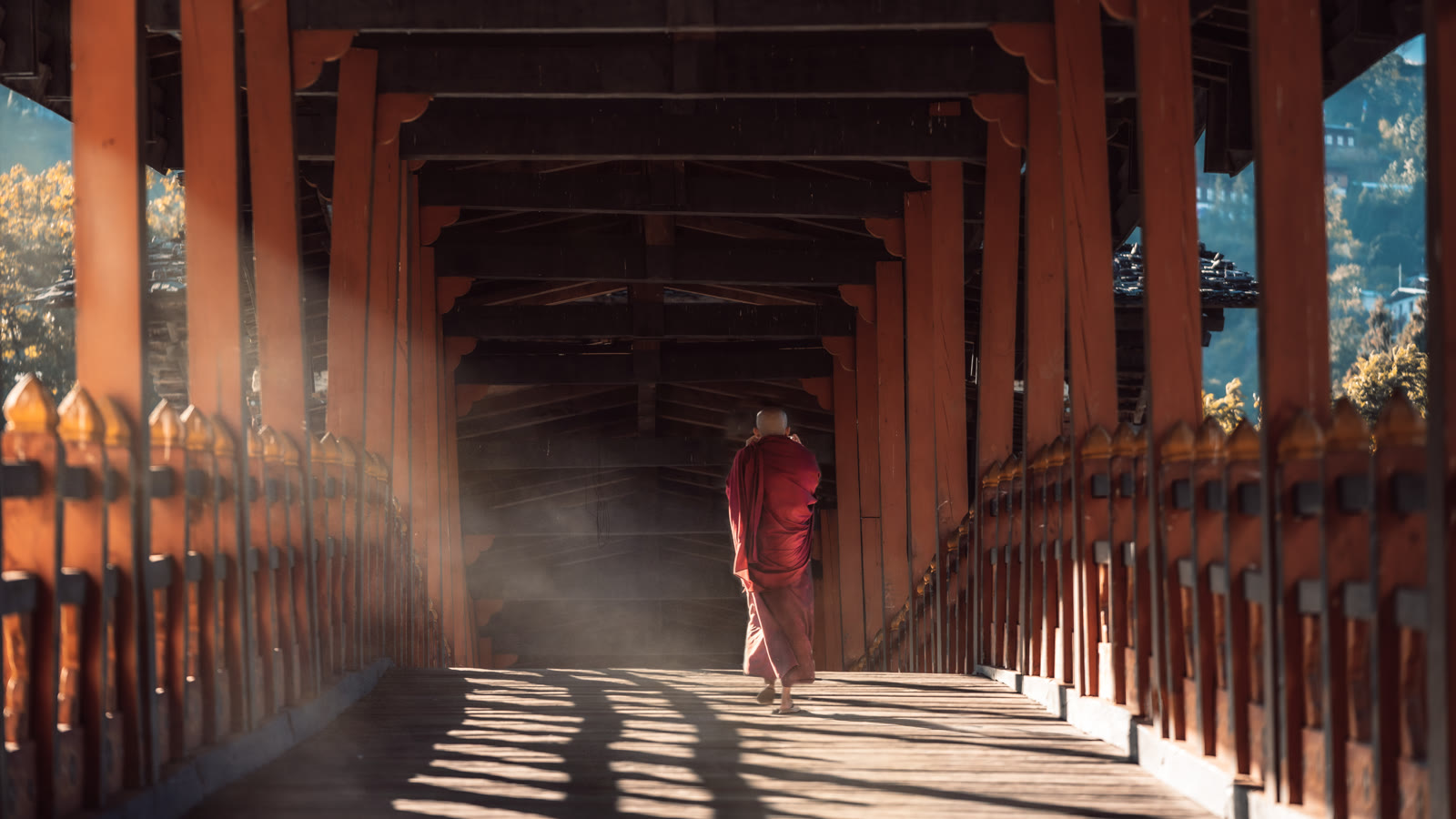 The suspension bridge over the Mo Chhu near Punakha, Bhutan