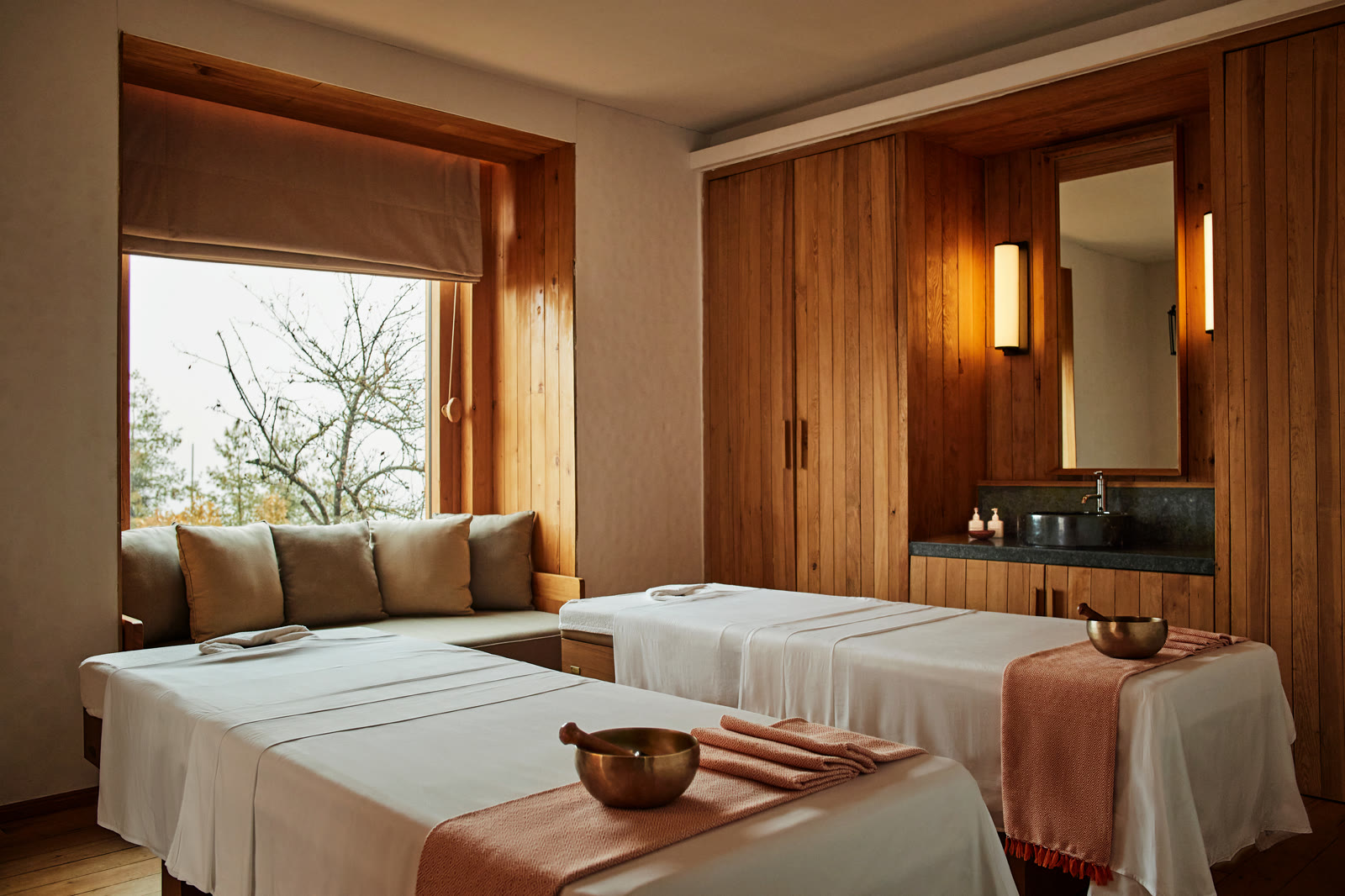 The couple treatment room at the spa, Six Senses Thimphu, Bhutan