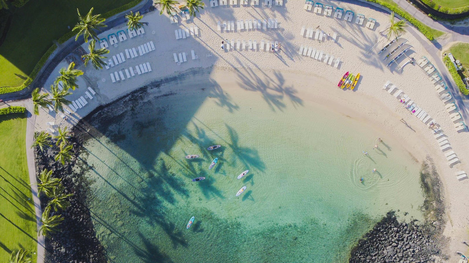 The sheltered ocean lagoon at the Fairmont Orchid