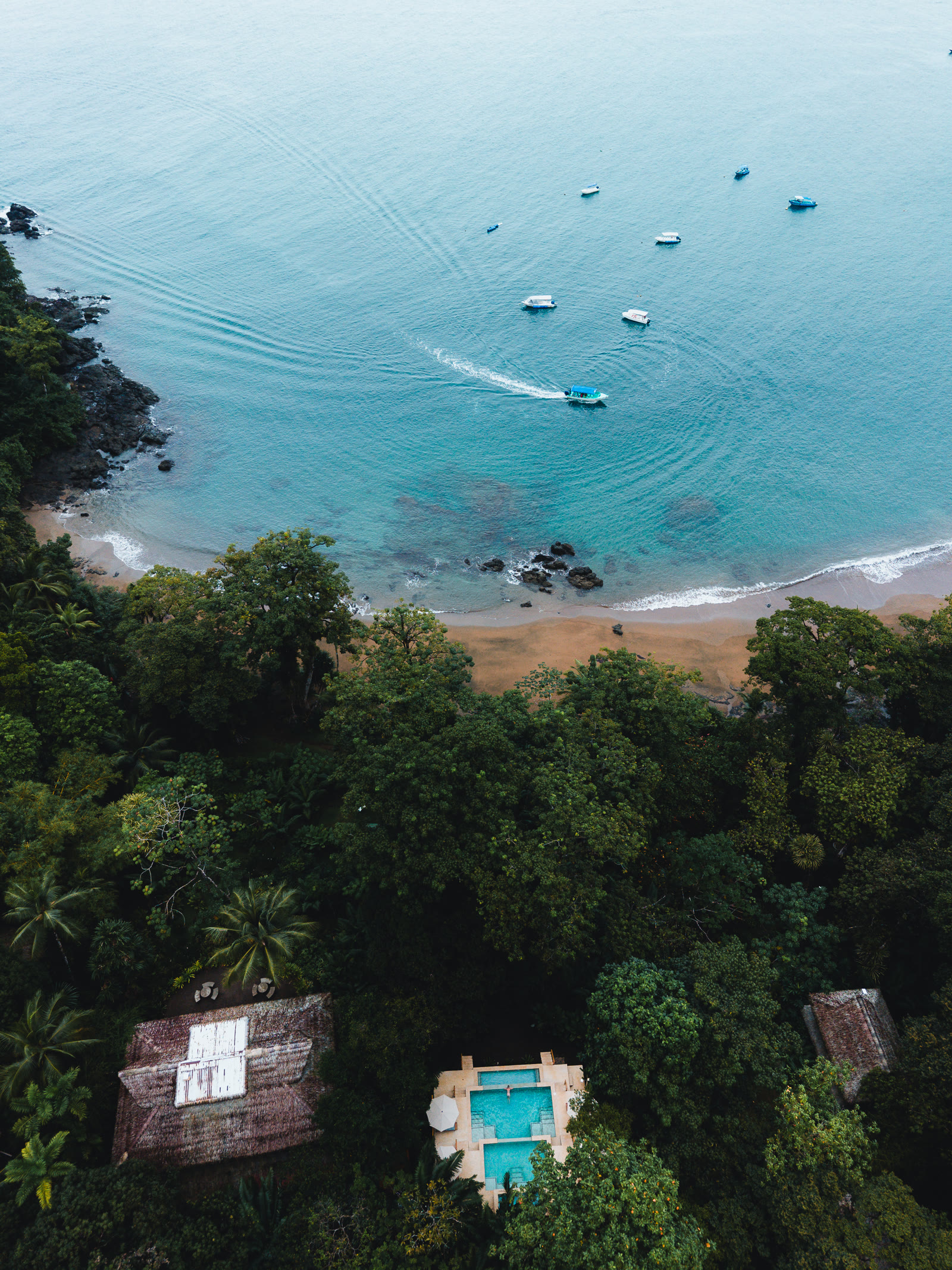 The turquoise cove and jungle at Drake Bay