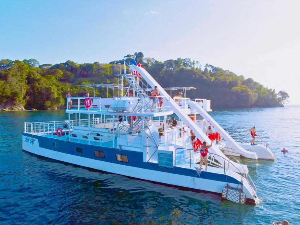 A catamaran off the Manuel Antonio coast