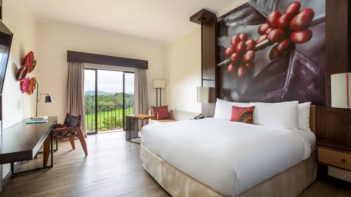 Mountain-view king room at the Costa Rica Marriott Hacienda Belén, San José