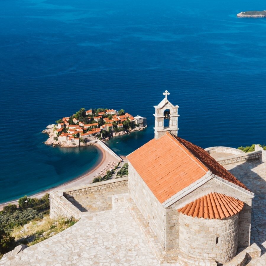 The island of Aman Sveti Stefan on the Adriatic