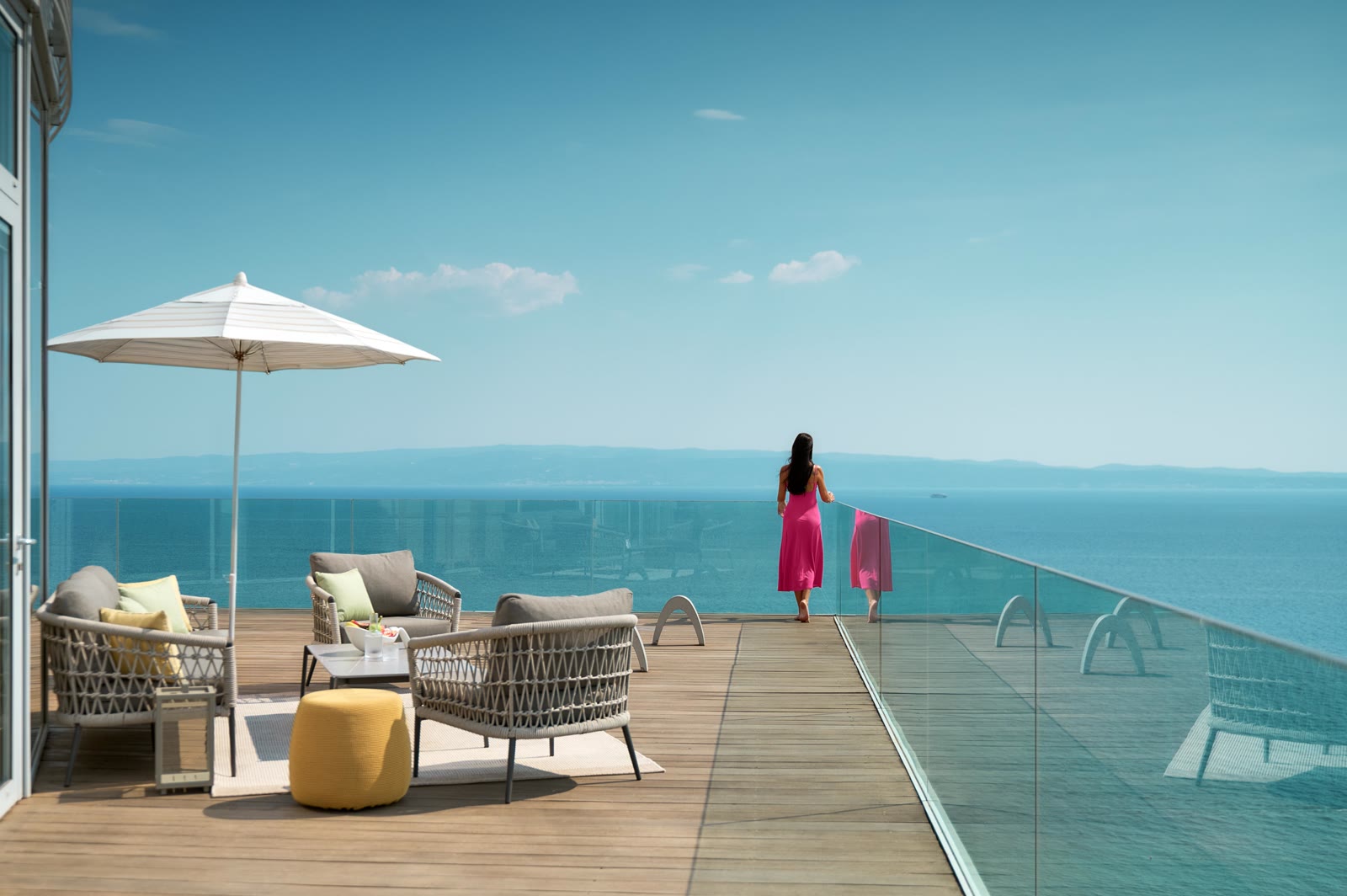 A sea-view terrace at the Radisson Blu Resort & Spa, Split