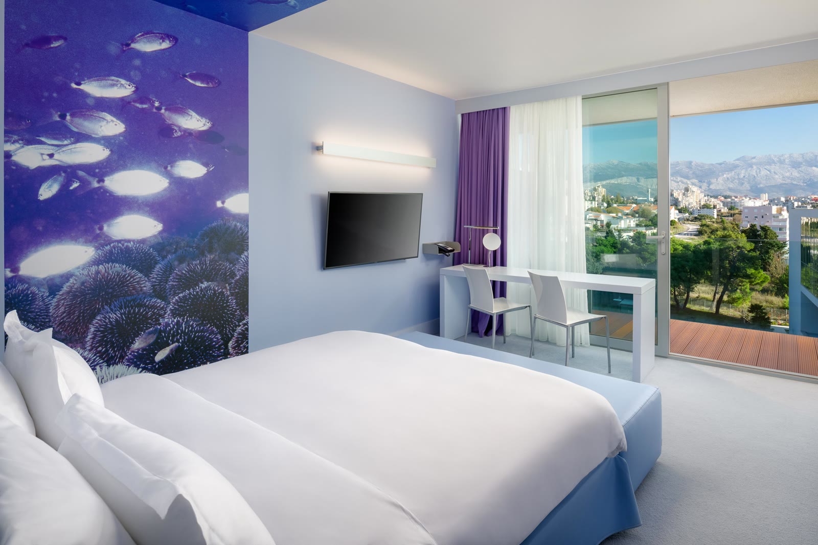 The pools and the Adriatic at the Radisson Blu Resort & Spa, Split