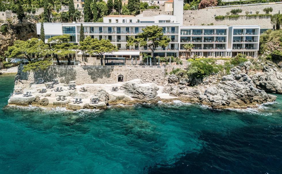 The cliffside terraces of Villa Dubrovnik above the Adriatic