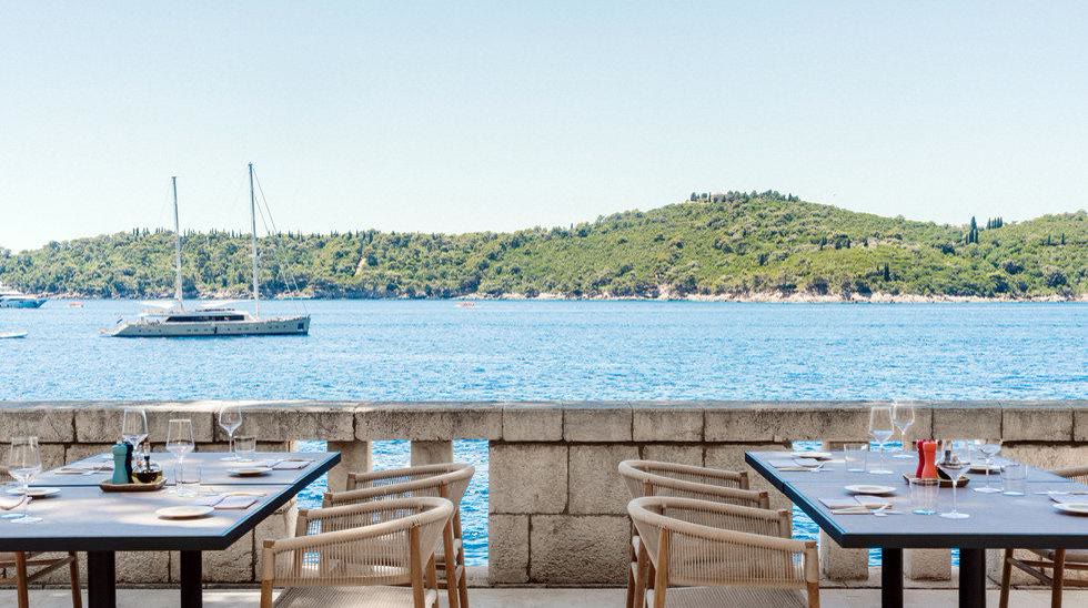 The pool and the sea at Villa Dubrovnik
