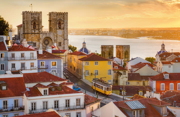 Lisbon on its hills above the Tagus river