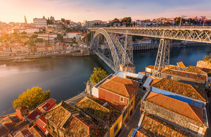 Porto and the Douro river with the port lodges of Gaia