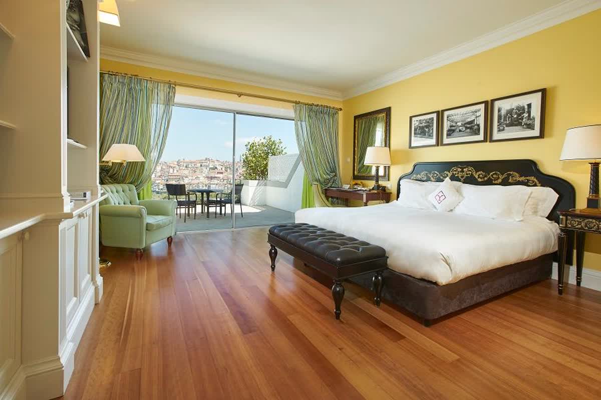 A panoramic river-view room at The Yeatman, Porto