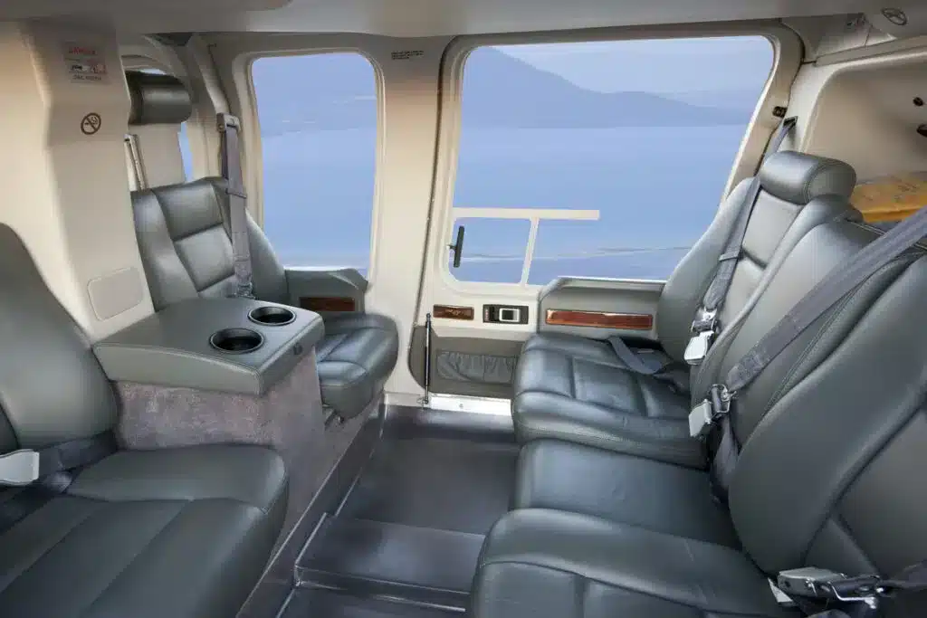 The cabin of a private helicopter over the Aegean