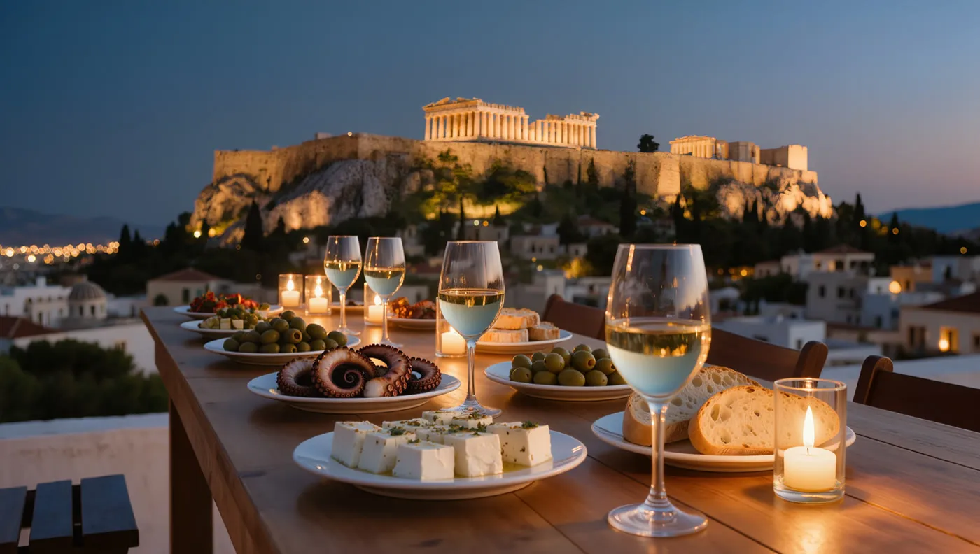 An Athens food and wine evening
