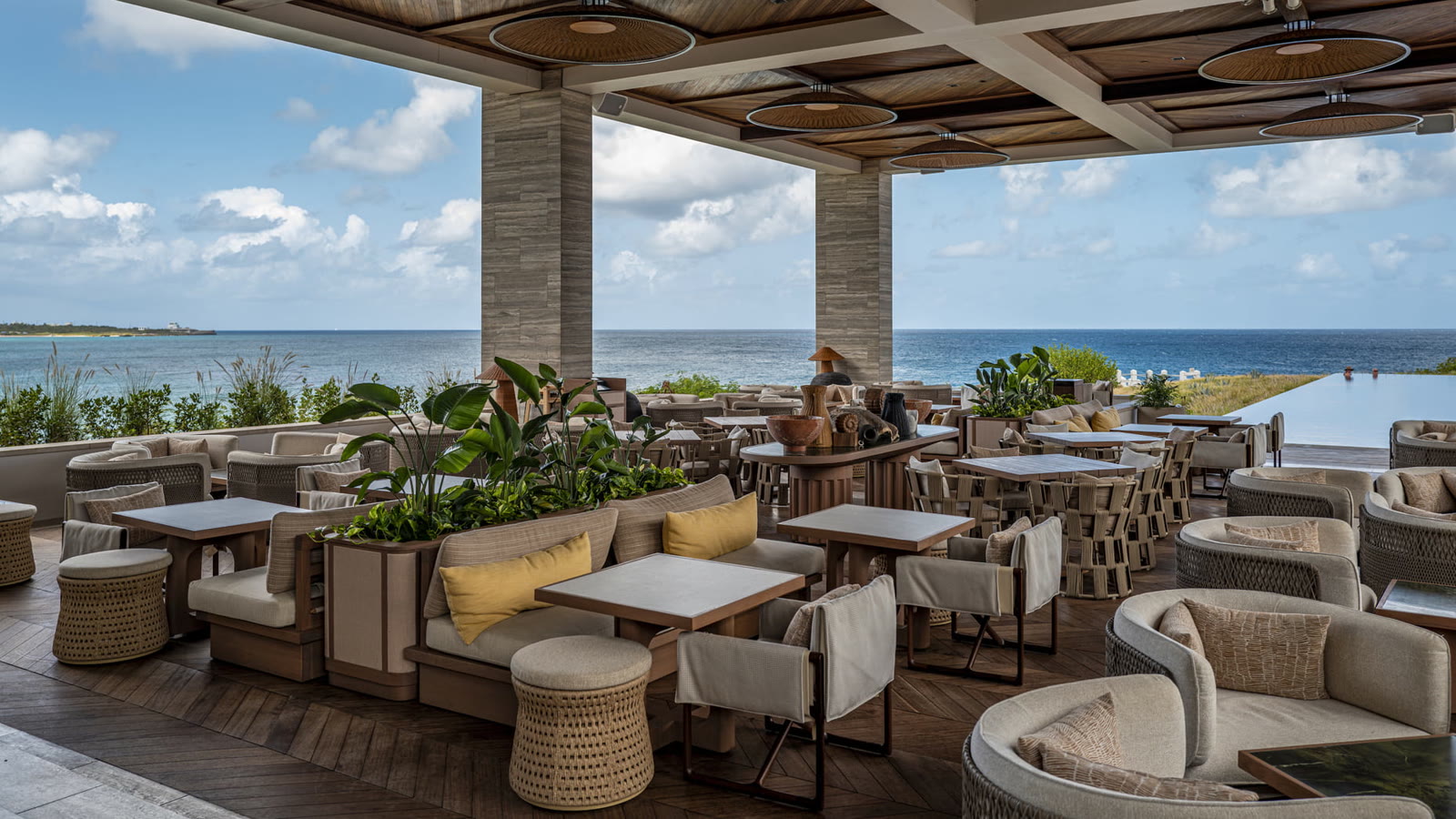 An ocean-view restaurant at Four Seasons Resort Anguilla