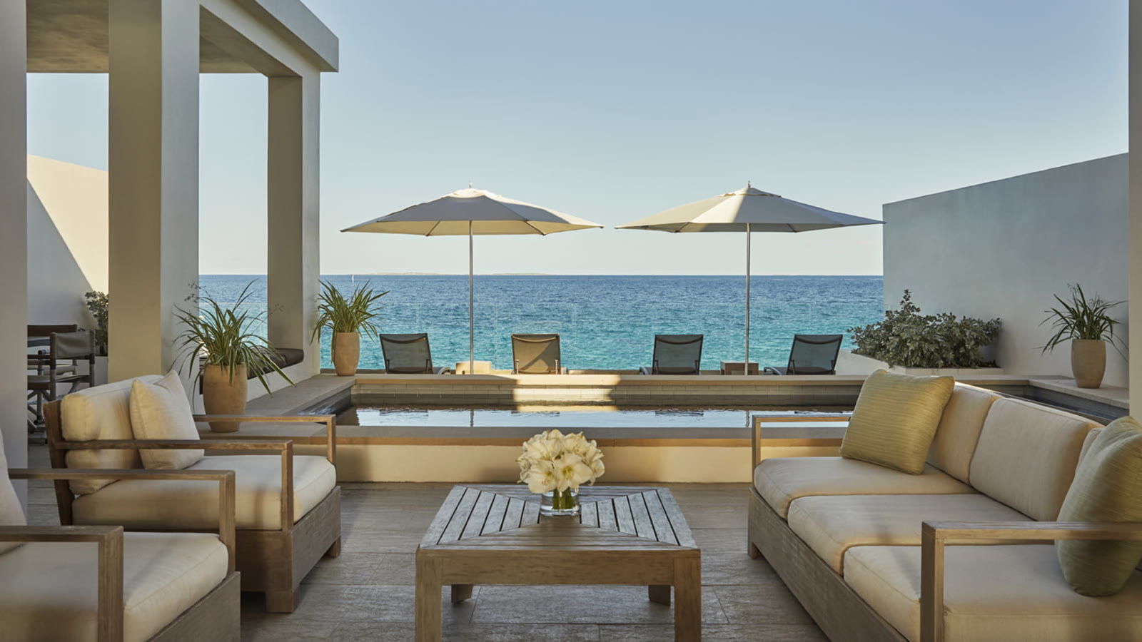 A suite terrace with a plunge pool at Four Seasons Anguilla