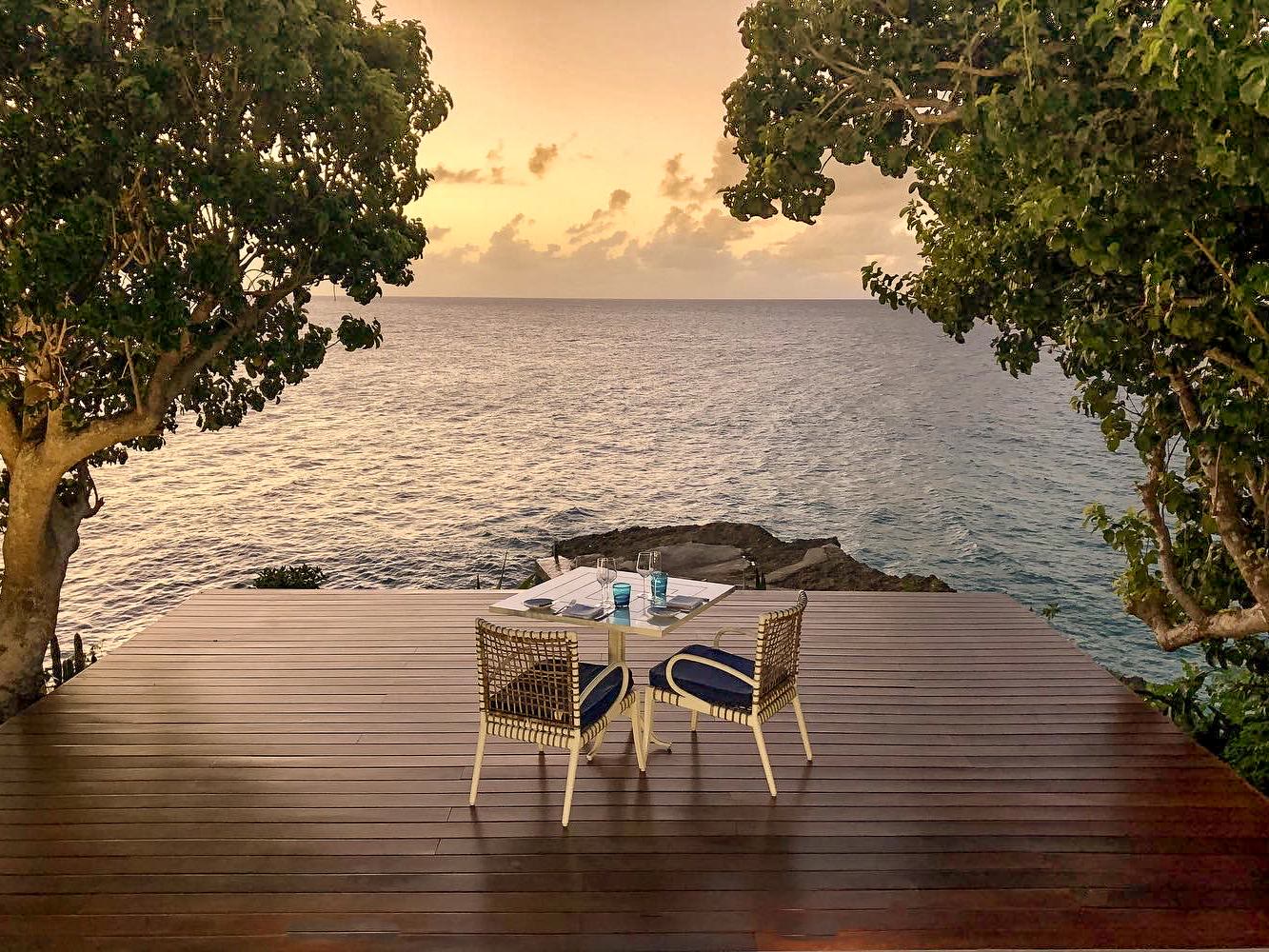 A table for two at sunset at Malliouhana, Anguilla