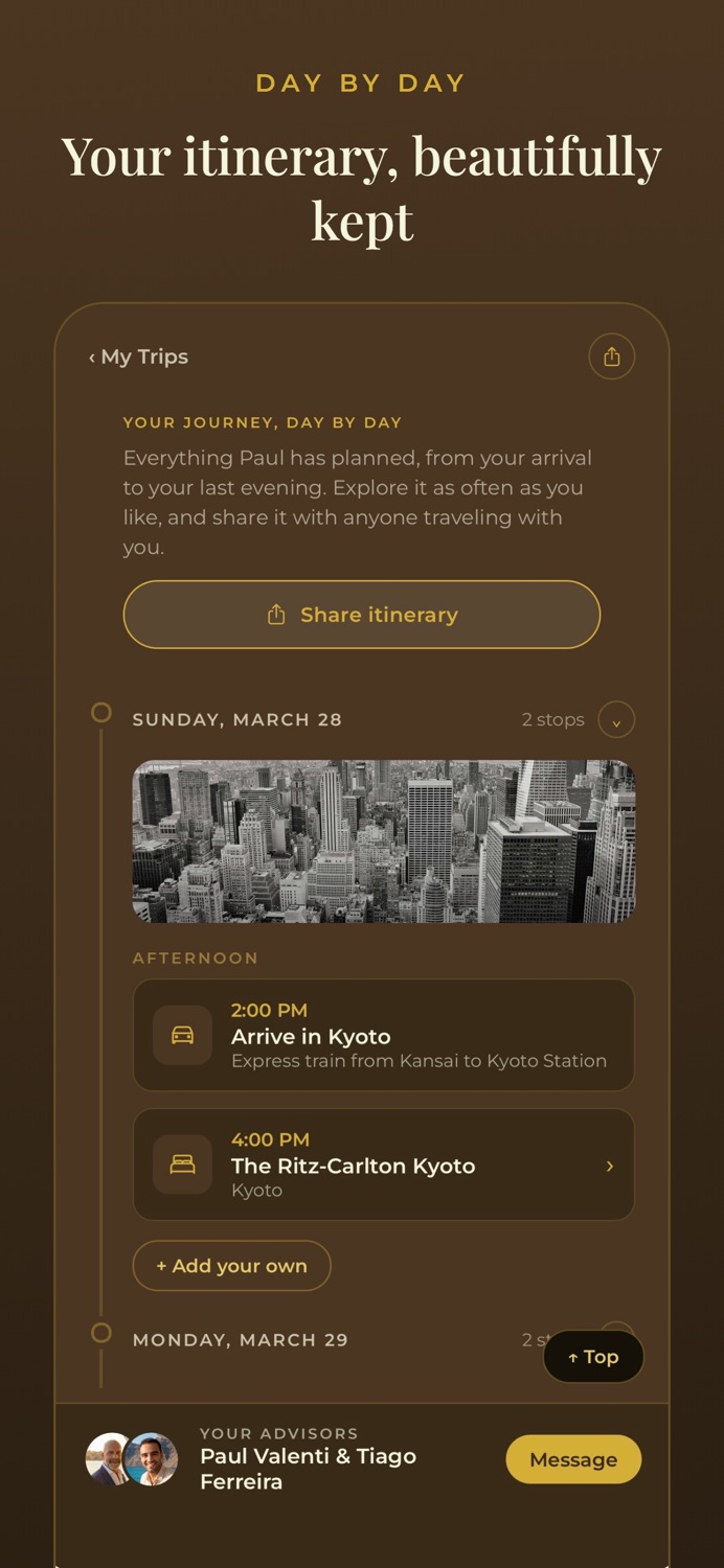 The Elevida app, your itinerary day by day