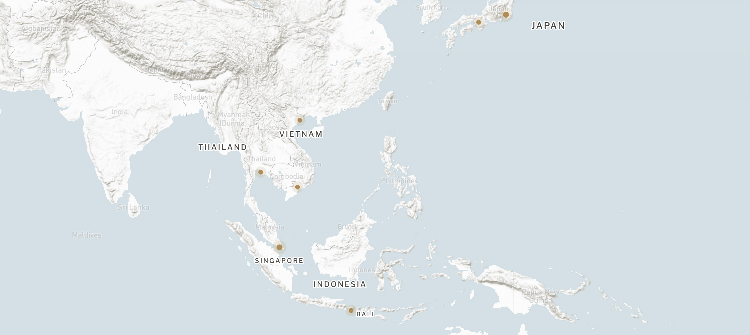 Map of Asia from Japan to Indonesia