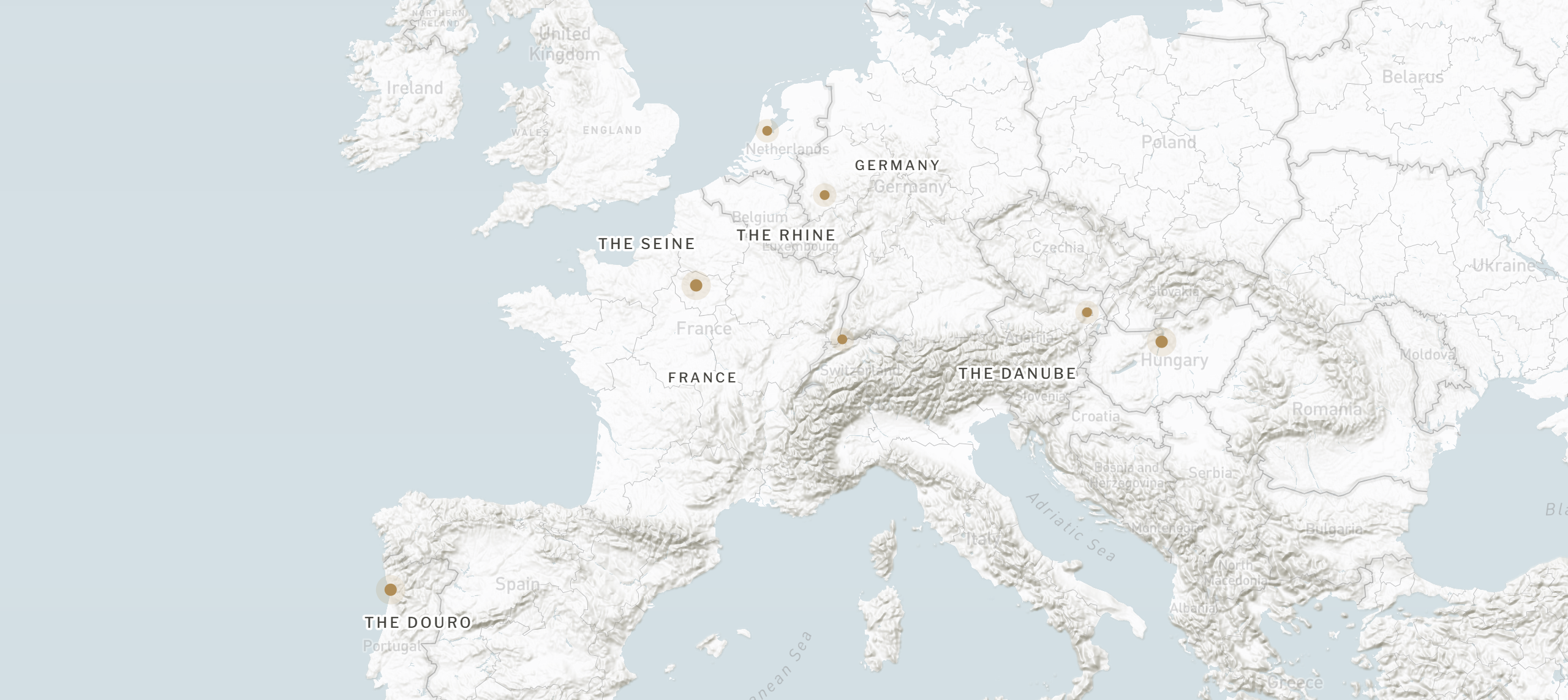 Map of Europe&rsquo;s great cruising rivers