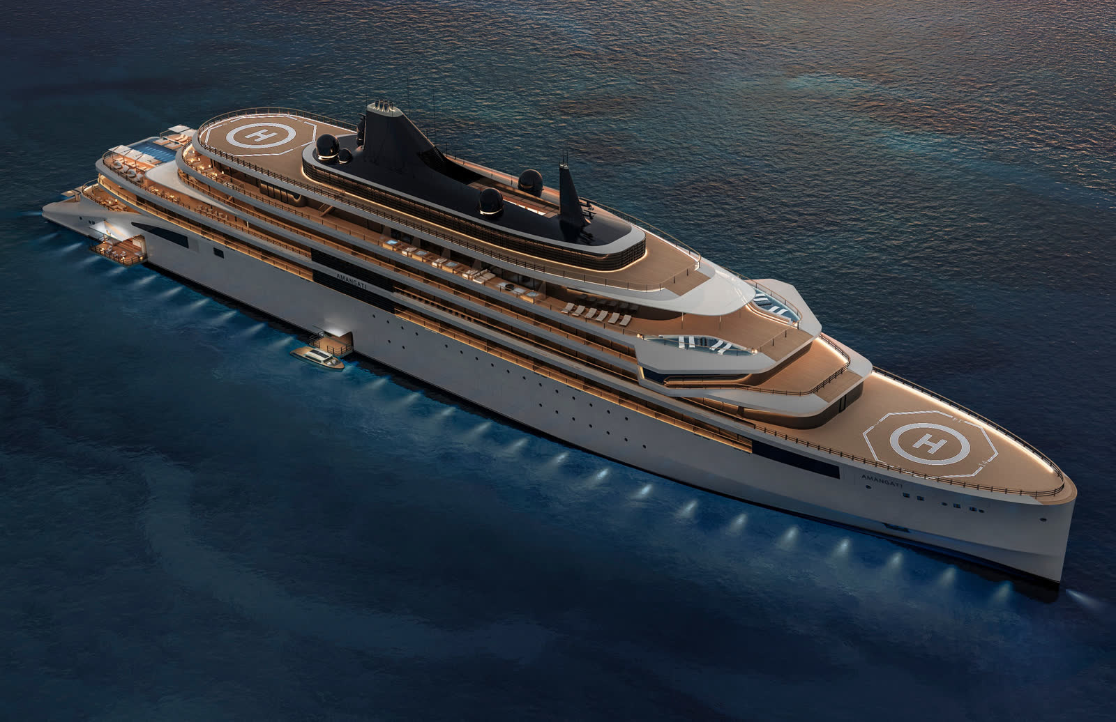 Amangati by Aman at Sea, seen from above on the open water