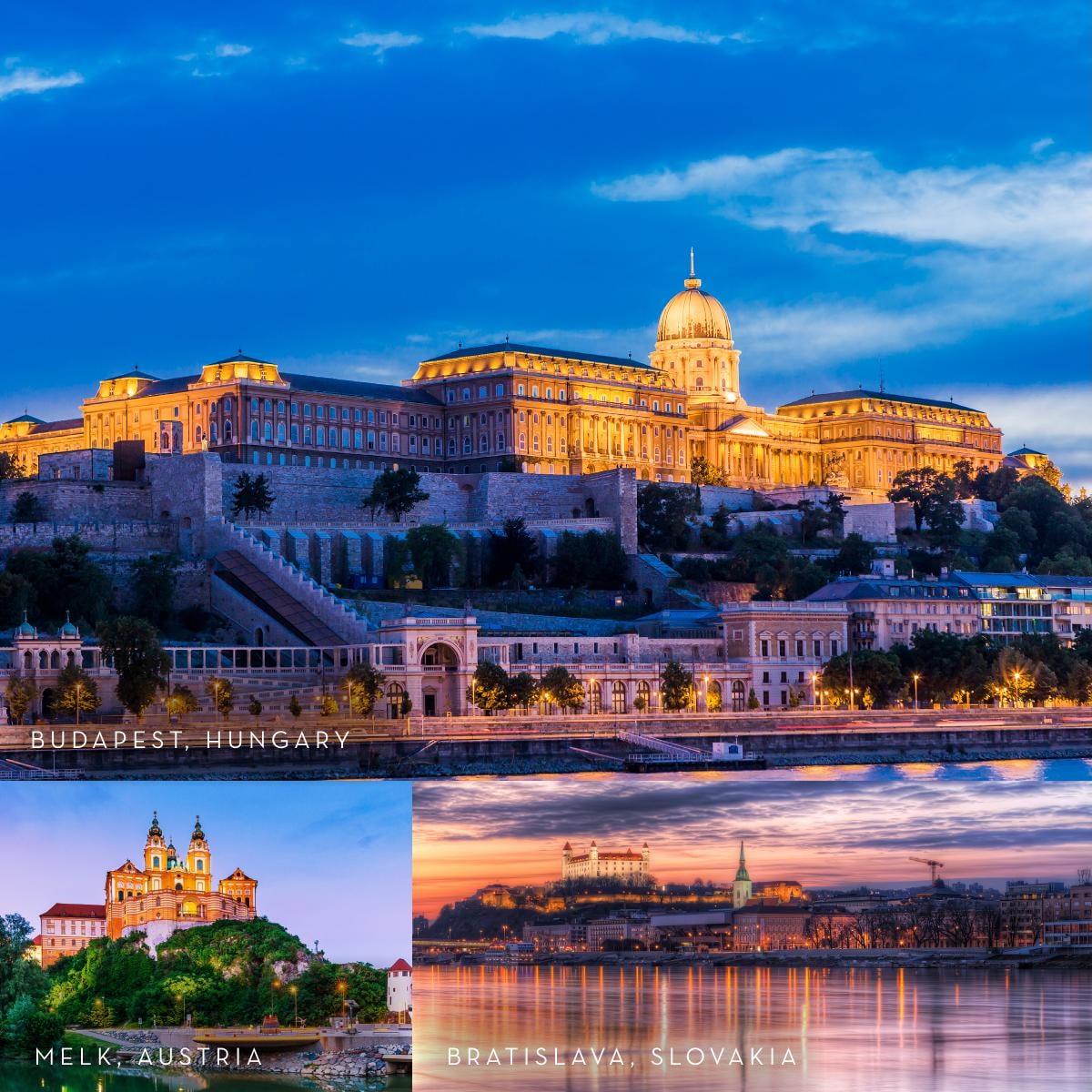The Hungarian Parliament on the Danube at night