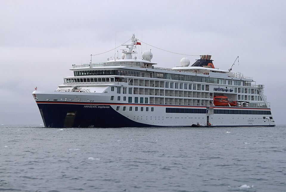 A Hanseatic expedition ship in the ice