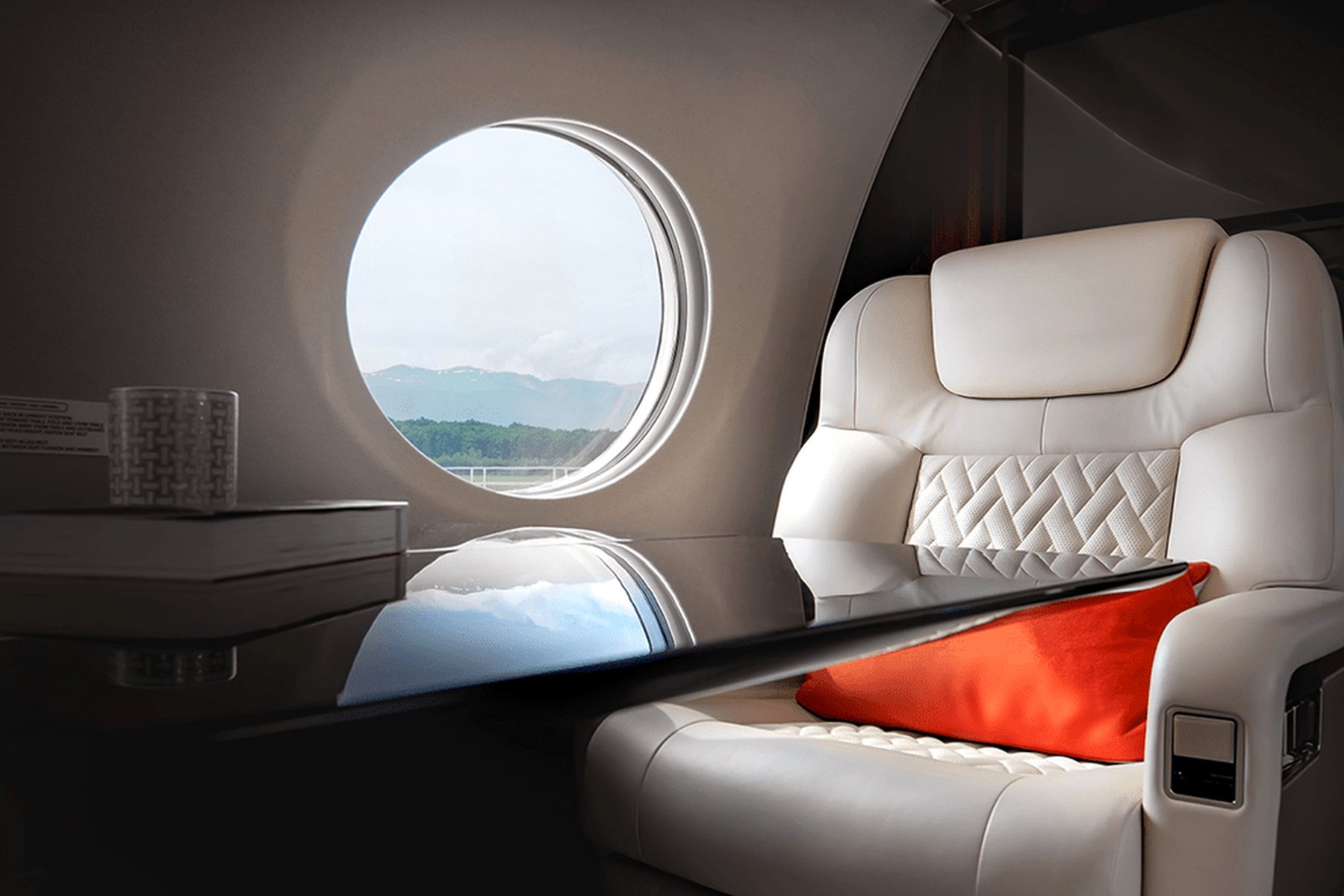 Private jet cabin interior
