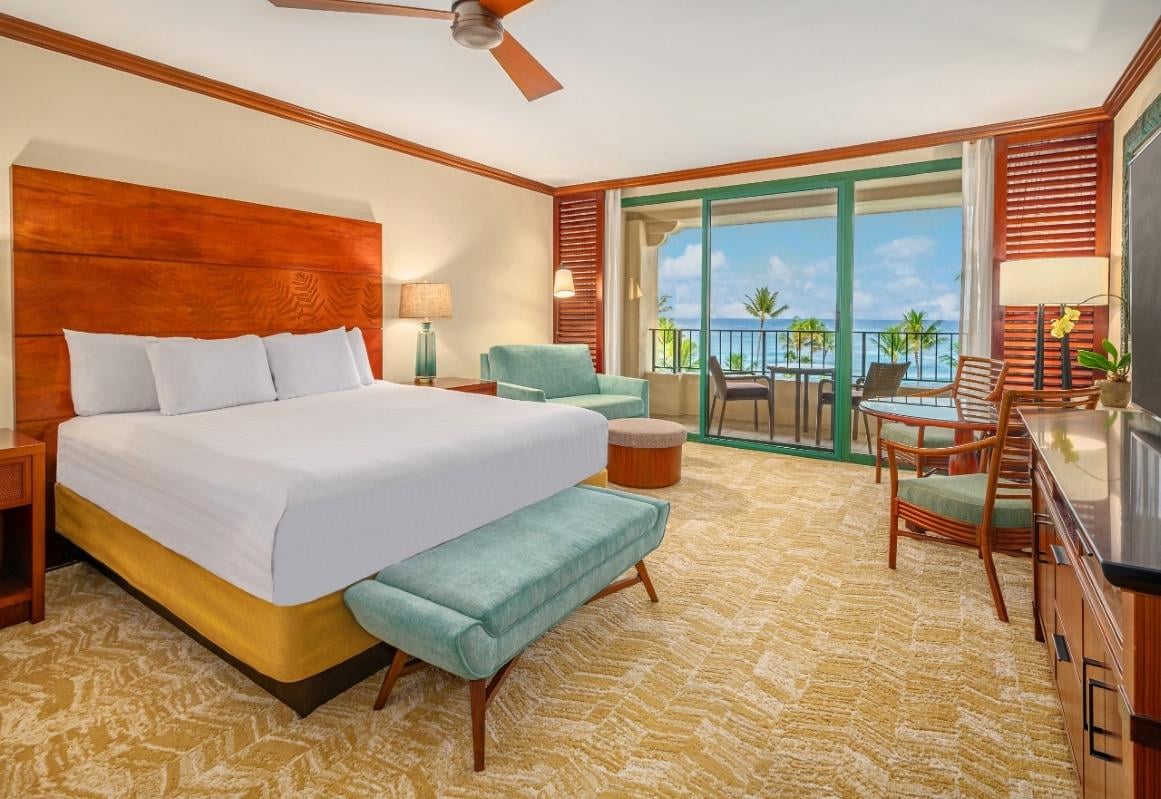 A deluxe ocean-view room at Grand Hyatt Kauai