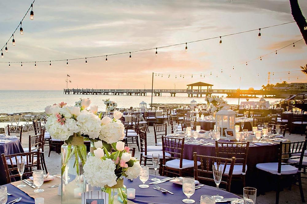 The beachfront and pier at Casa Marina at sunset, Key West