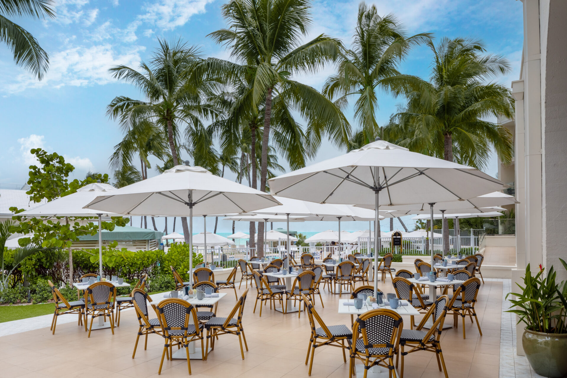 The oceanfront terrace dining at Casa Marina, Key West