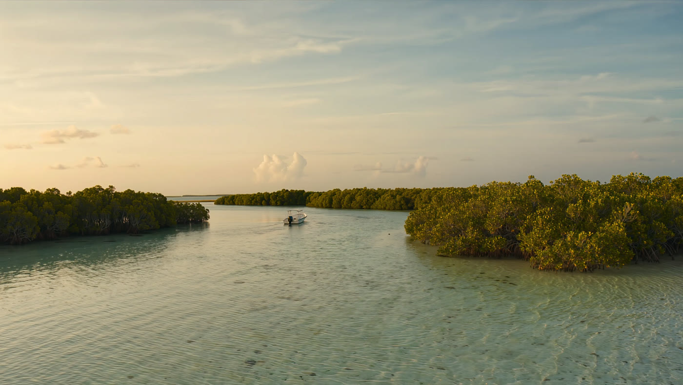 A flats skiff in the mangroves and backcountry of the Lower Keys