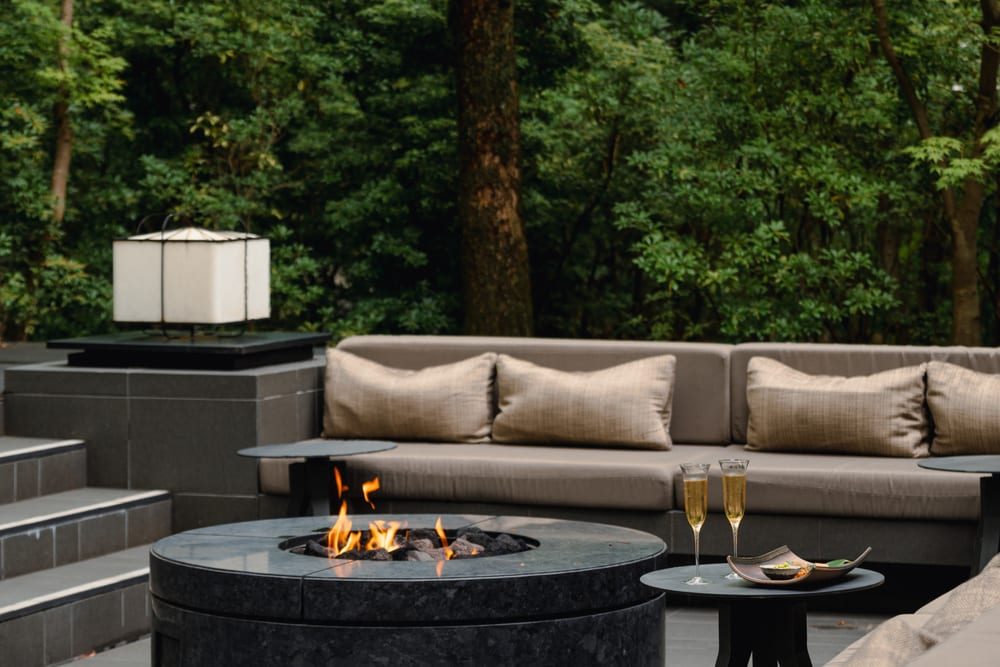 The fire-pit terrace at Aman Kyoto