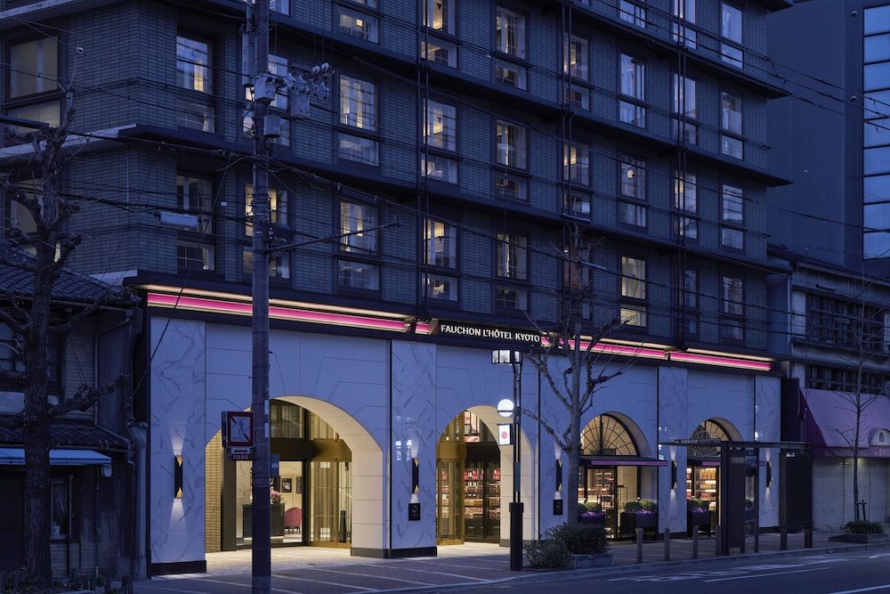 The facade of Fauchon L'Hotel Kyoto at dusk