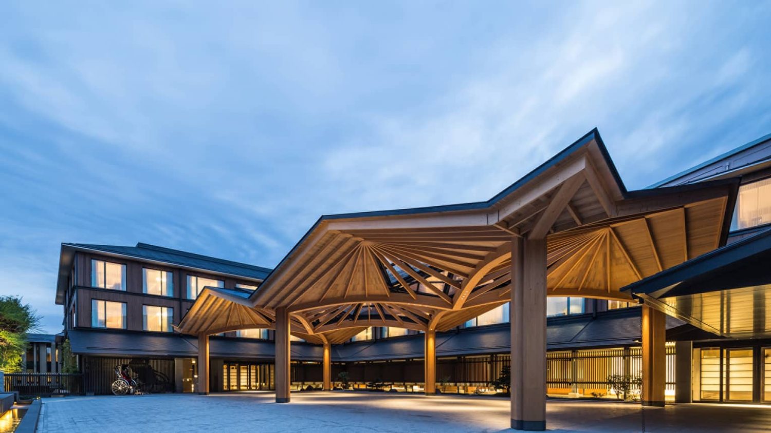 The Four Seasons Hotel Kyoto exterior at dusk