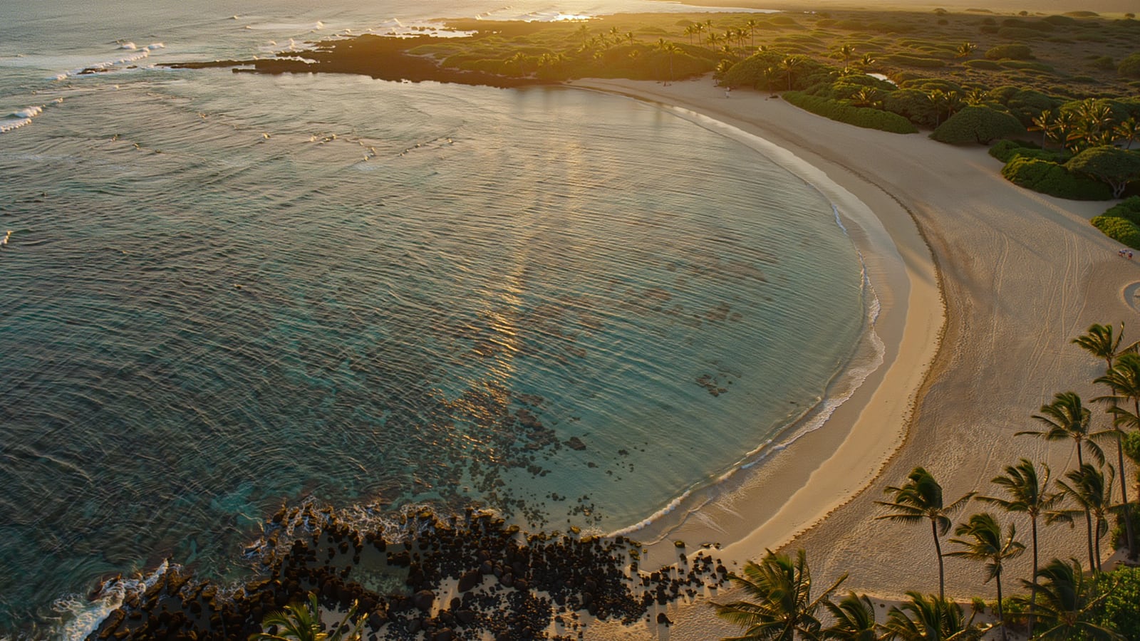 A golden crescent beach and turquoise water on the Wailea coast, Maui