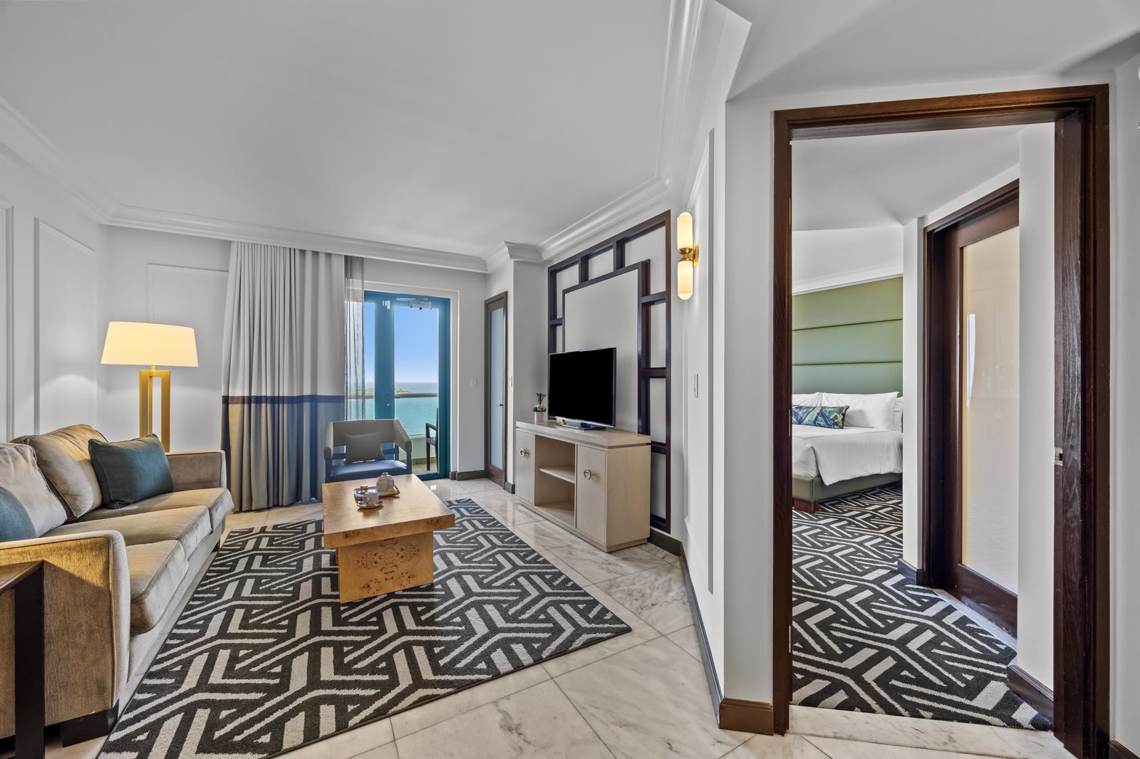 Biltmore Ocean-View Suite, living room and ocean balcony, Condado Vanderbilt