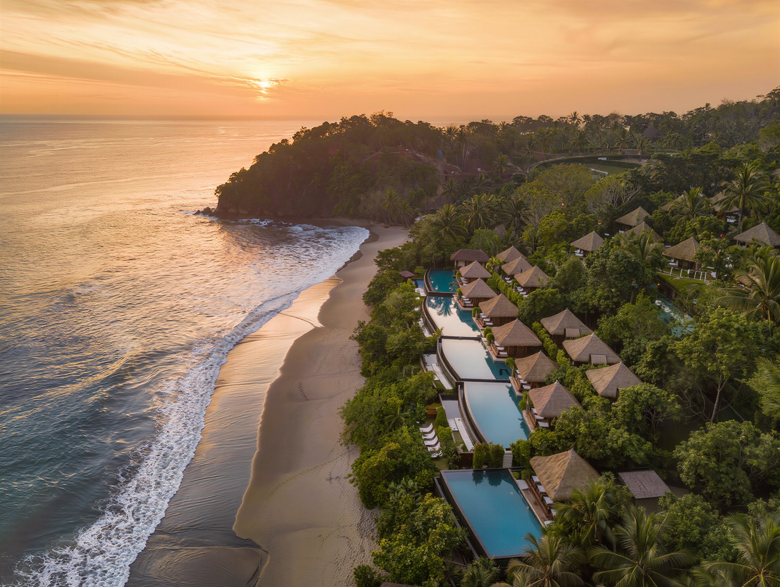 The Pacific coast and resort pools of Punta Mita, Riviera Nayarit