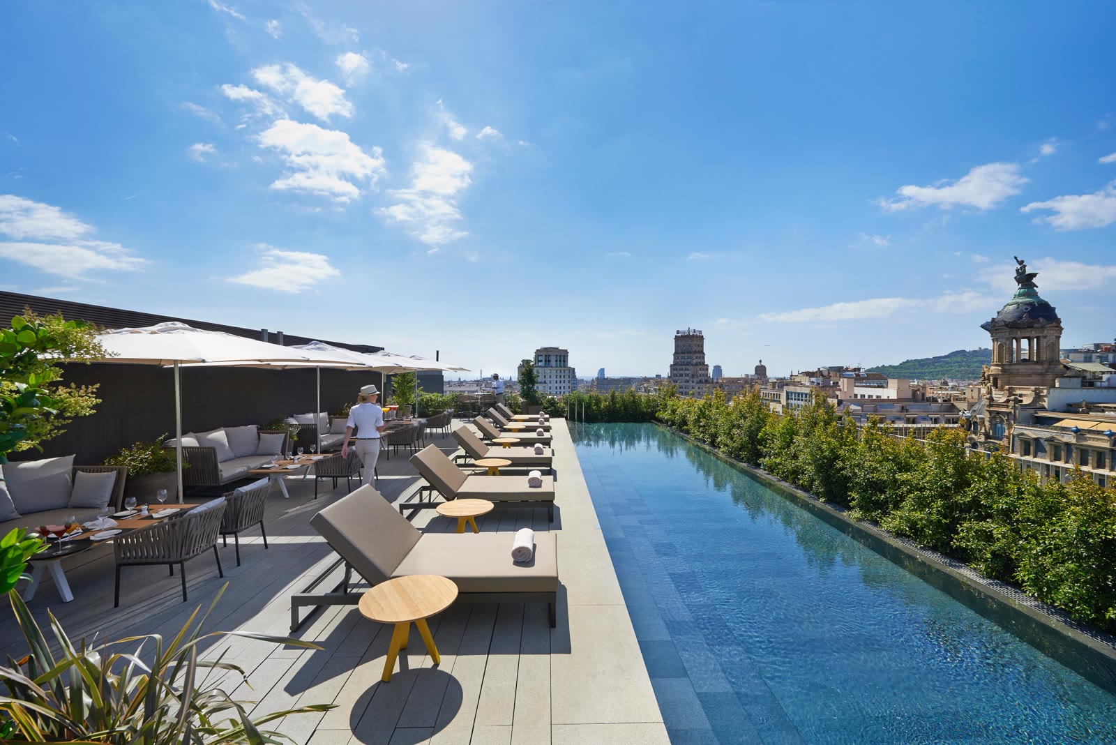 The Terrat rooftop pool and city views at the Mandarin Oriental, Barcelona