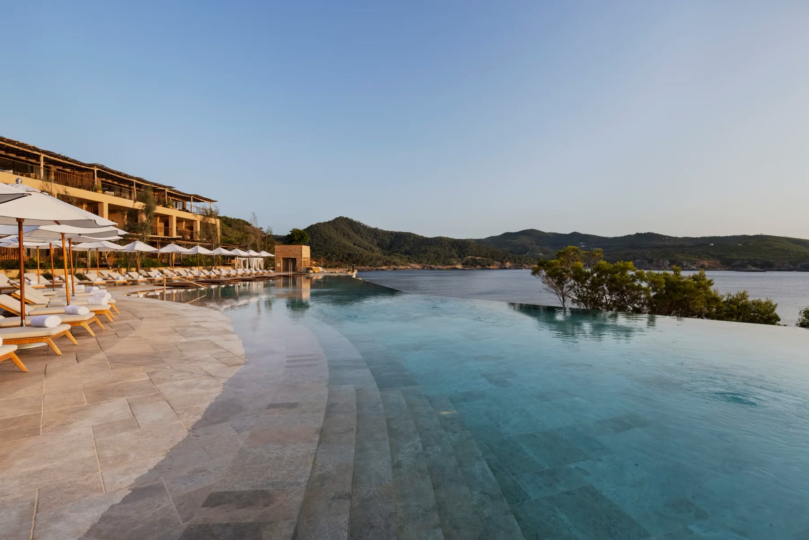 The pool and loungers at Six Senses Ibiza