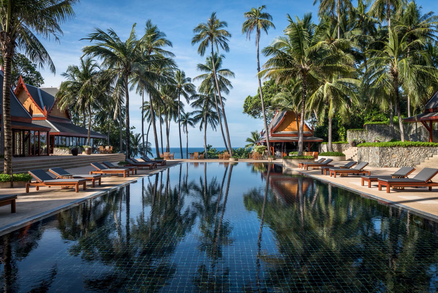 The black-tiled pool at Amanpuri, Phuket