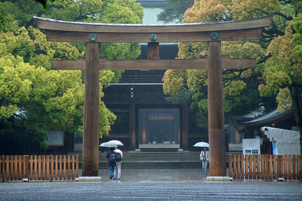 The torii gate at Meiji Jingu shrine, Tokyo